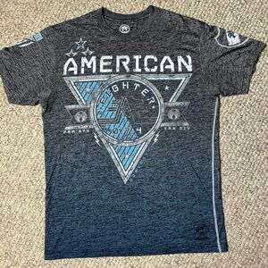 American Fighter T Shirt Men’s Size Large Gray Blue MMA Y2K
